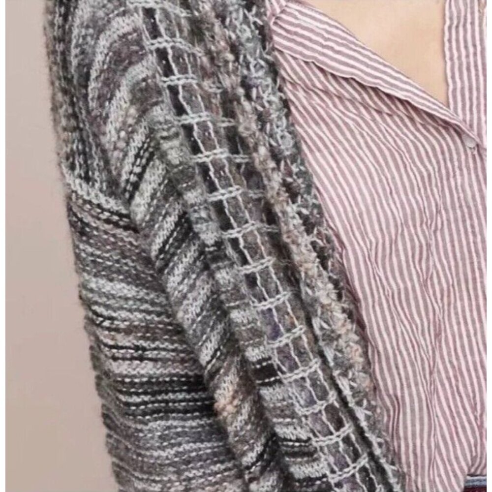 Anthropologie Cardigan Sweater Pink Gray Black M Medium Thick Alpaca Wool $180 - Picture 10 of 16